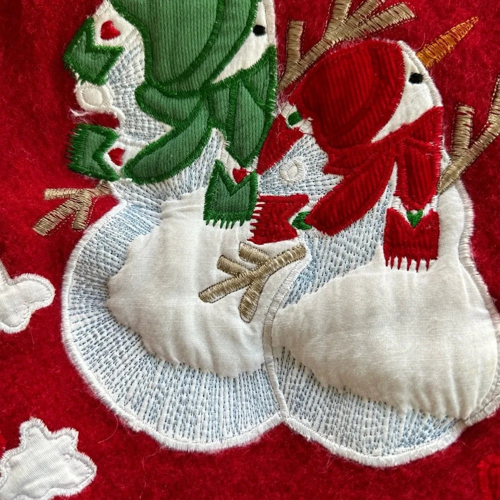 Vintage Take Two Christmas Wool Blend Sweater Coat Sz M Red Embroidered Snowman - Picture 5 of 15